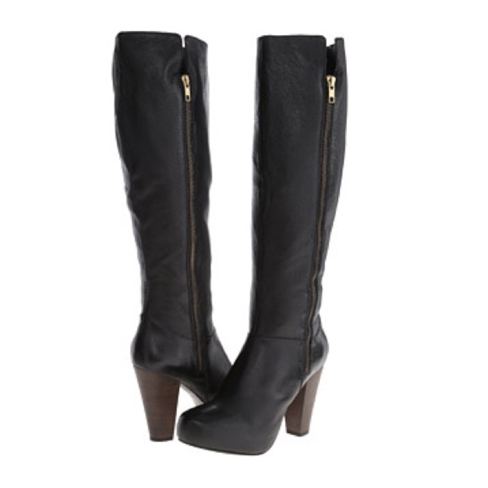 Black Leather Steve Madden Rikki boots